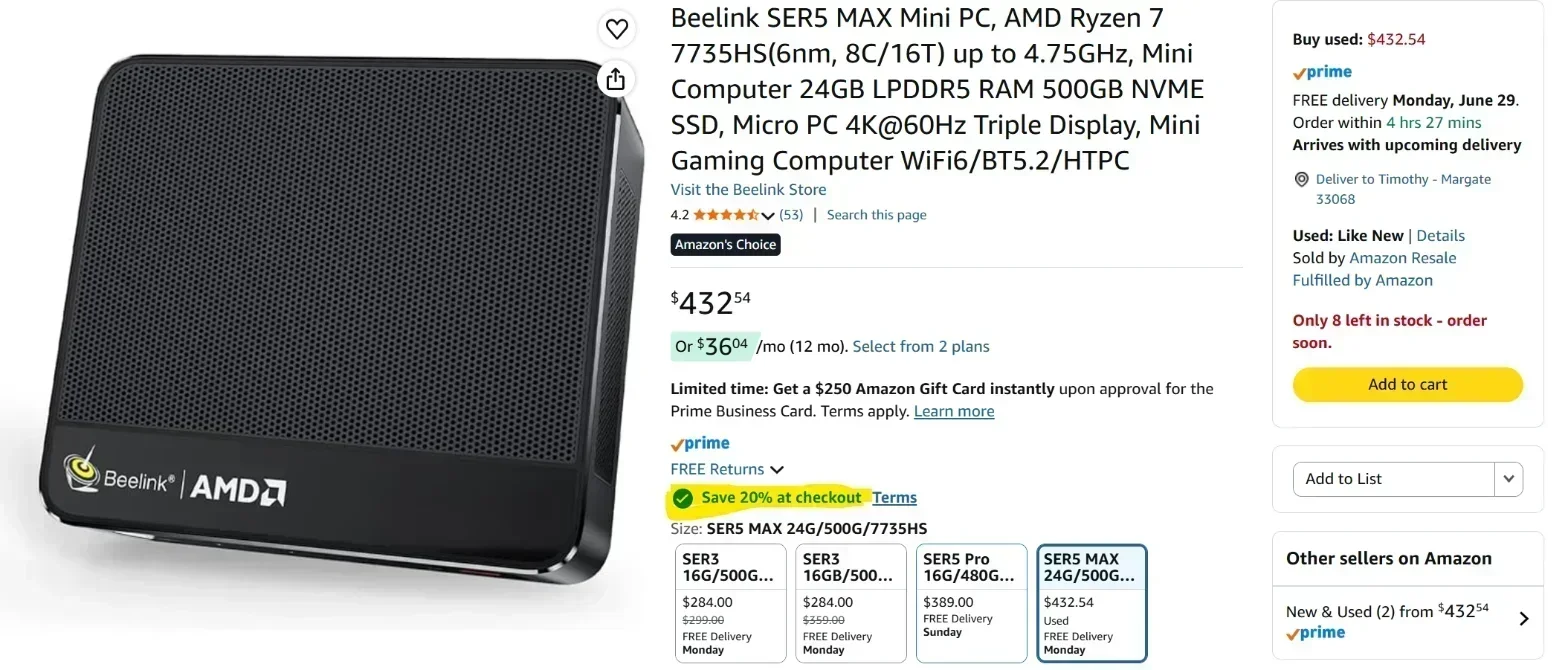 Beelink SER5 MAX Mini PC